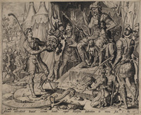 TvB G 1160
<br/>
Abner presenteerd David met het hoofd van Goliath voor Saul
<br/>
<em>Heemskerck, Maarten van (1498-1574)</em>
